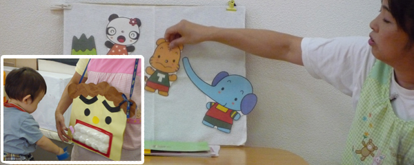 保育の間は、歯磨きの仕方や英会話、リトミックなどを取り入れています。